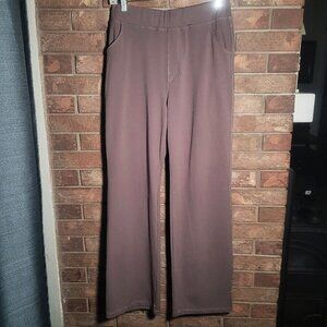 Vooveeya Women's Taupe Yoga Pants Front/Back Pockets Flare - Size L